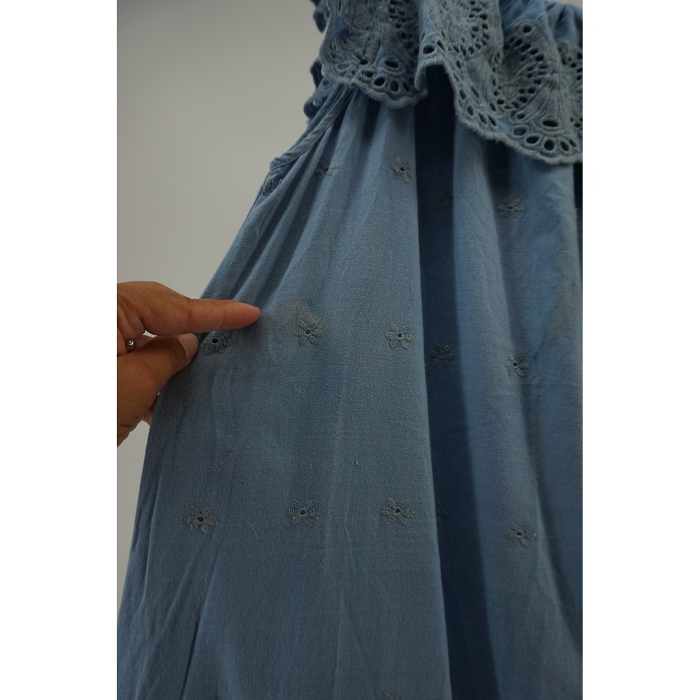 Christy Dawn Mairin Eyelet Maxi Dress Cottagecore Prairie Boho Ruffle Blue OS - Picture 9 of 15